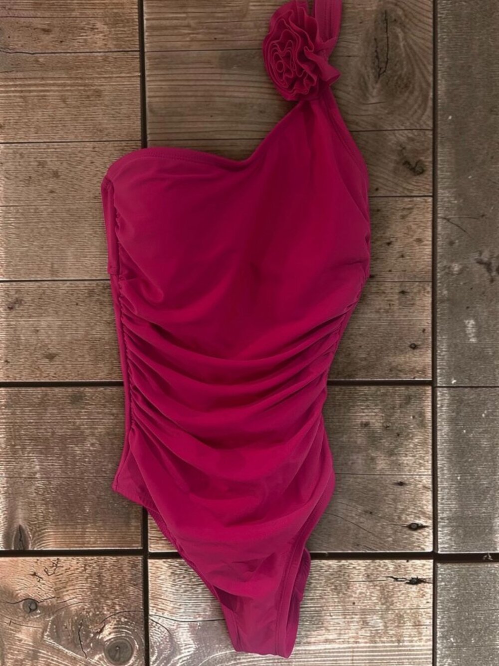 Womans Small 4 6 One Piece One Shoulder Tummy Control Rosette Swimsuit NWT